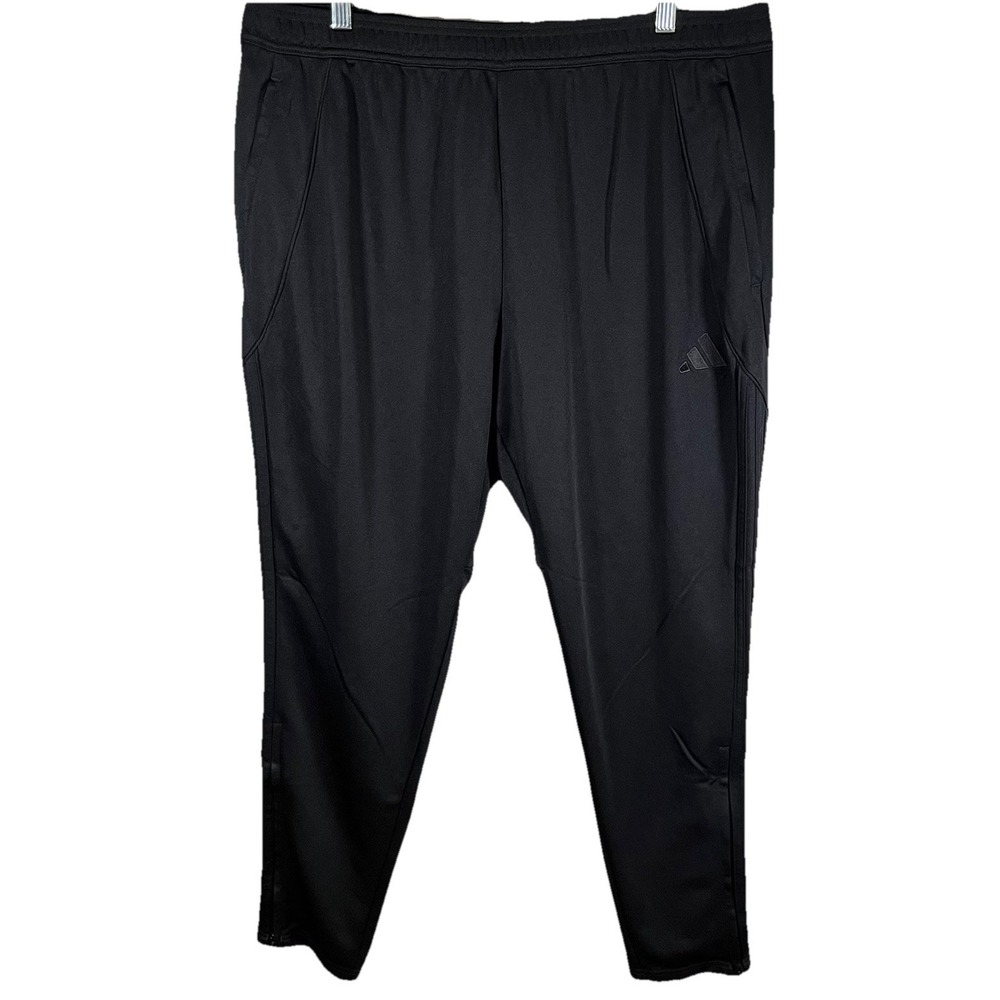 Adidas Aeroready Track Pants Joggers Mens XXL Black On Black Zip Tapered Ankle